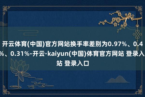 开云体育(中国)官方网站换手率差别为0.97%、0.42%、0.31%-开云·kaiyun(中国)体育官方网站 登录入口