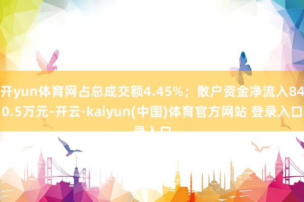 开yun体育网占总成交额4.45%；散户资金净流入840.5万元-开云·kaiyun(中国)体育官方网站 登录入口