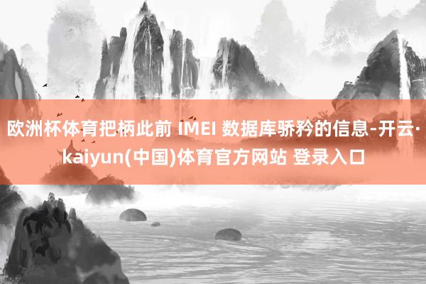 欧洲杯体育把柄此前 IMEI 数据库骄矜的信息-开云·kaiyun(中国)体育官方网站 登录入口