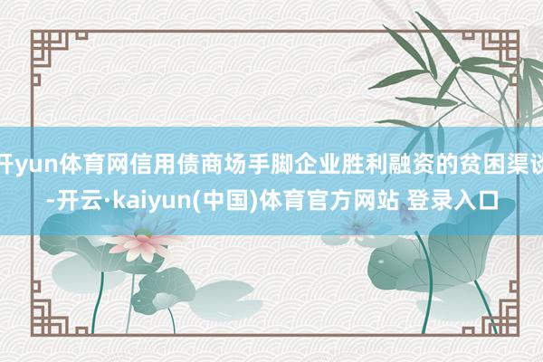 开yun体育网信用债商场手脚企业胜利融资的贫困渠谈-开云·kaiyun(中国)体育官方网站 登录入口